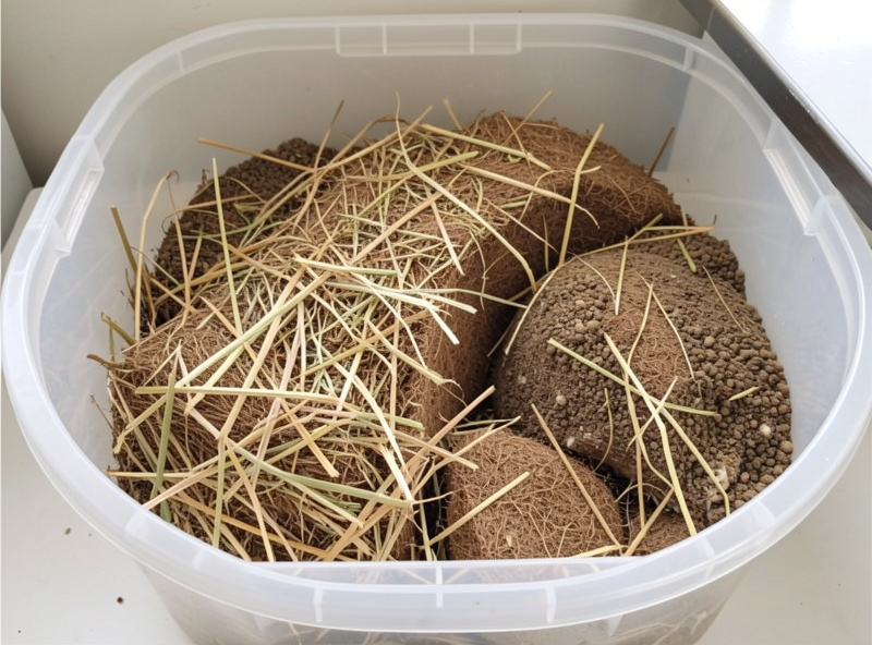 Pasteurized straw and coir bulk substrate cooling in a lined tub before spawning