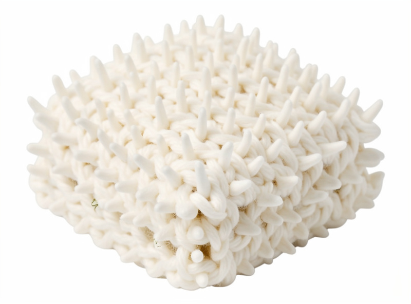 A fully colonized fruiting block knitted solid white with the first tiny primordia pins beginning to form